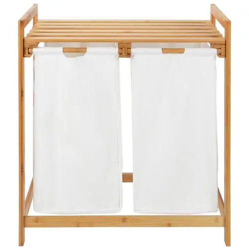 High Quality Large Size Organizer Bamboo Shelf Laundry Hamper Storage Shelf