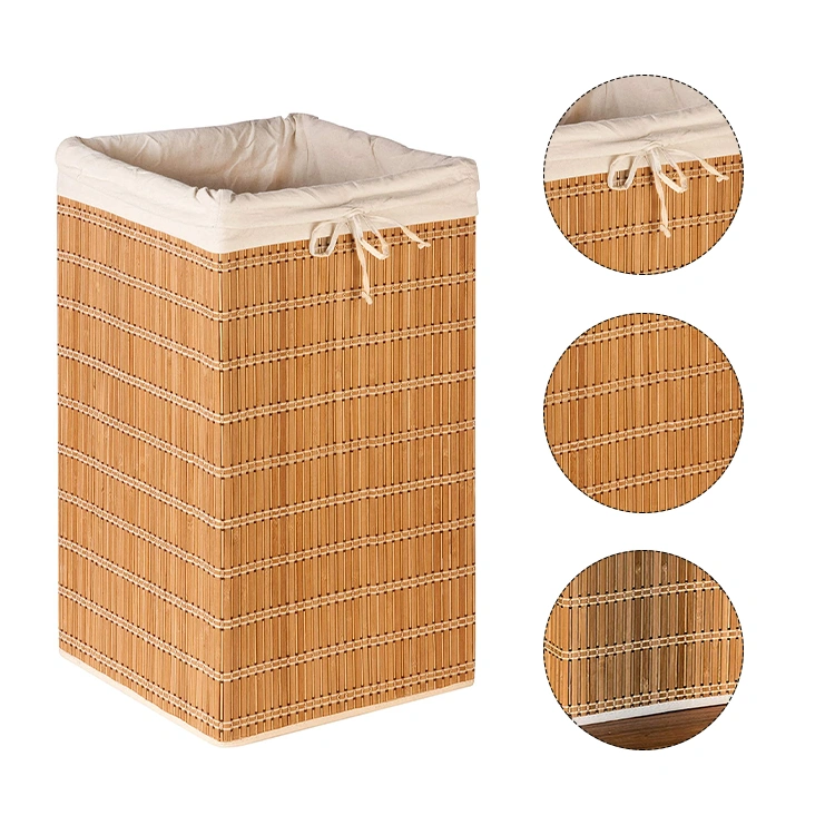Factory Direct Sales Pull Out Bamboo Strips Laundry Big Basket Fabric