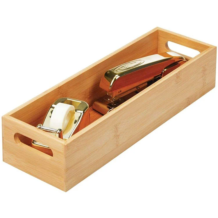 Fashion Office Tools Kitchen Tableware Bamboo Organizer Storage Box Drawer