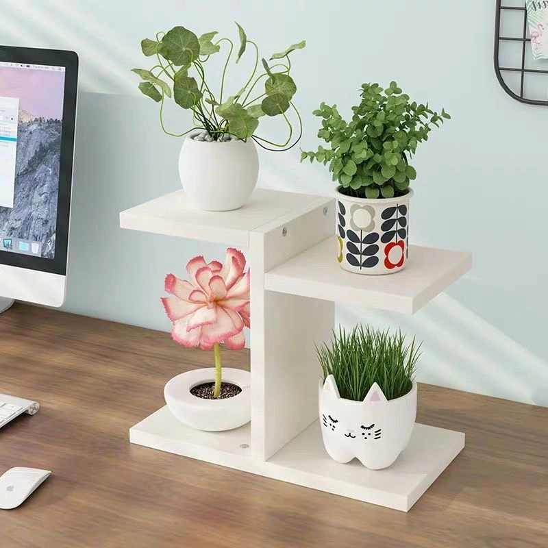 Bamboo multi-layer small plant stand shelves for home office