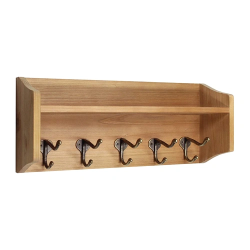 Bamboo Modern Unique Space-Saving Wall-Mounted Hanger Coat Hooks with Shelf
