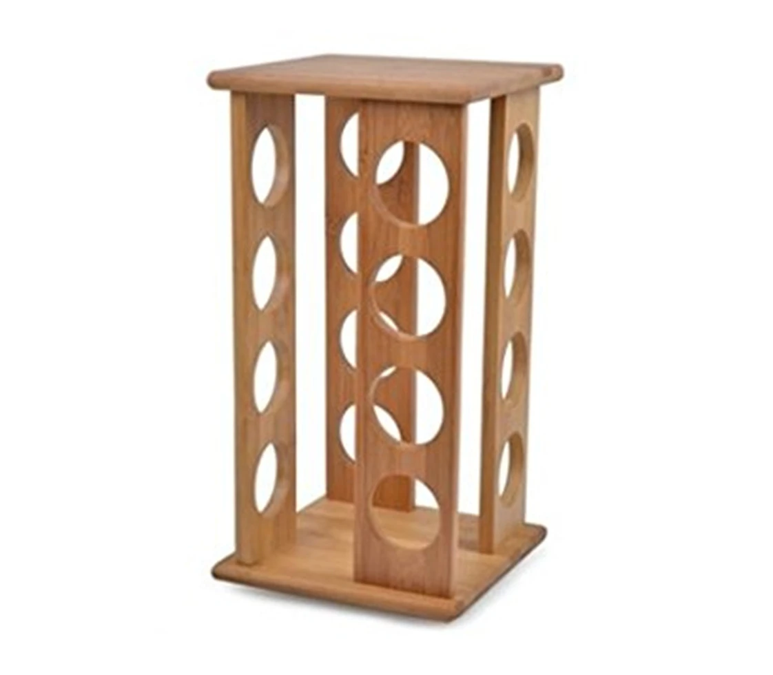 Restaurant Shelf Display Revolving Kitchen Rotating Set Bamboo Organizer Wooden Spice Rack