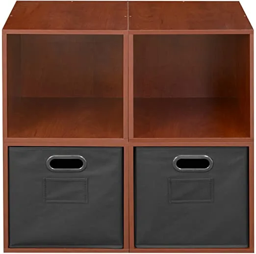 4 storage cubes 2 grey foldable fabric bins Storage Set with Folding Canvas Bins