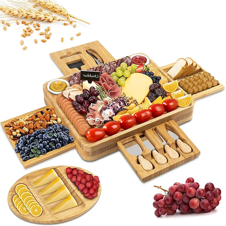 Wholesale Fruit Biscuit Pizza Board Extra Large Square Cheese Board Gift Set