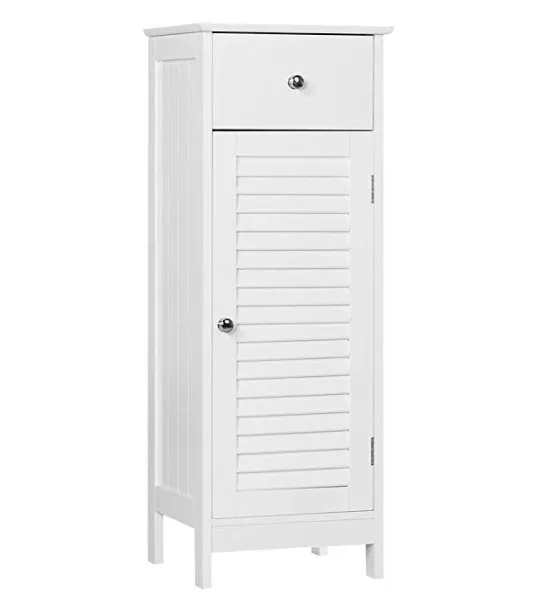 Bathroom Floor Cabinet, Free Standing Side Storage Organizer Unit with Drawer and Single Shutter Door