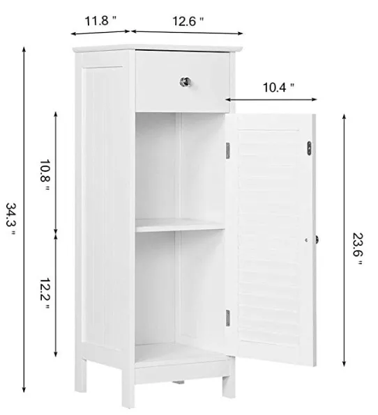 Bathroom Floor Cabinet, Free Standing Side Storage Organizer Unit with Drawer and Single Shutter Door