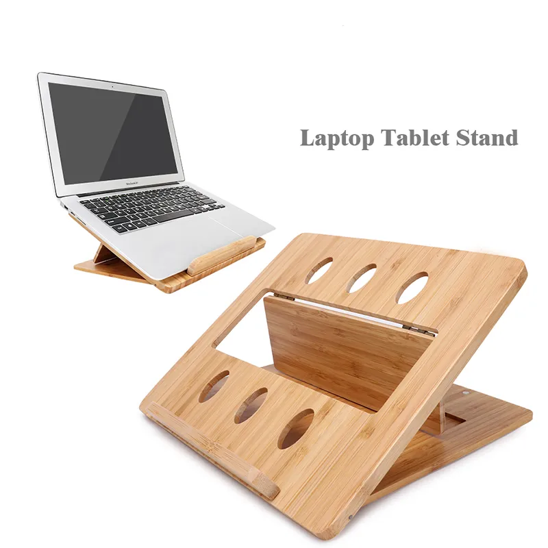 Bamboo Adjustable Portable Laptop Table Desk holder Stand