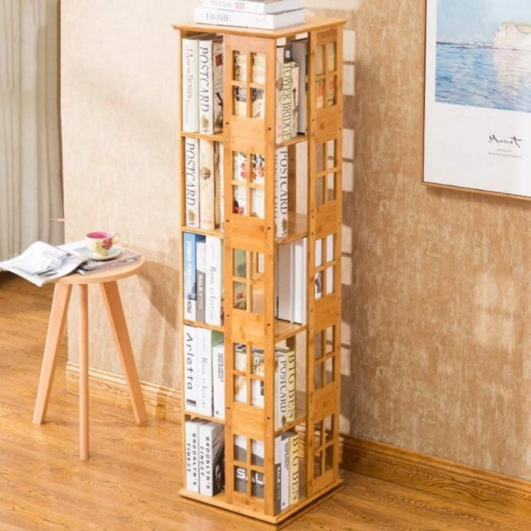 Rotating Bookcase Revolving Wooden Bookcase Bamboo Bookshelf