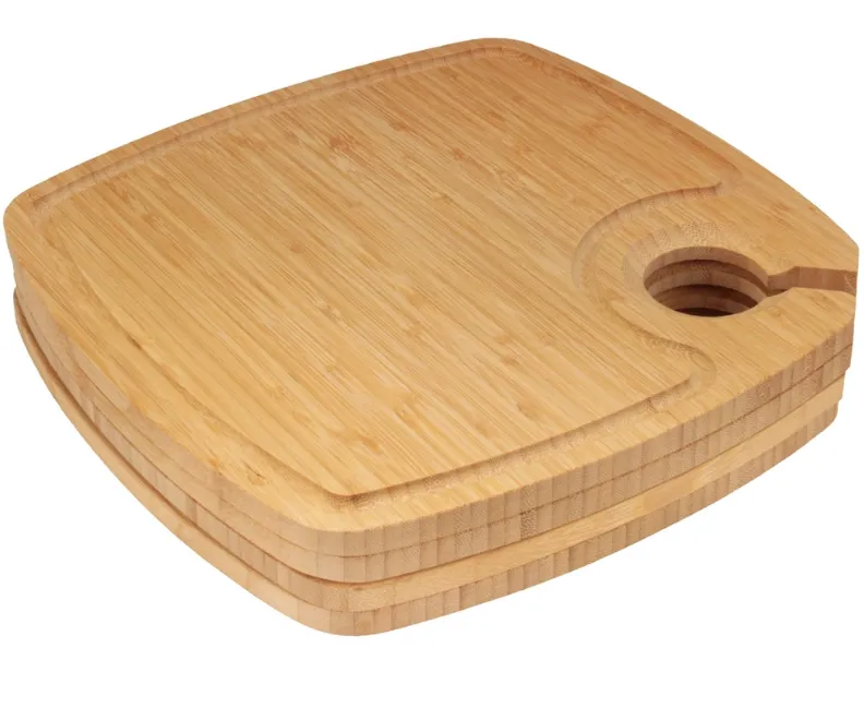 Bamboo Cocktail Appetizer Square Plates Tray with Wine Glass Holder