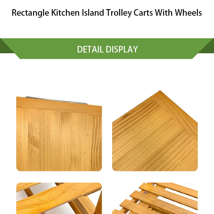 Factory Direct Selling Rectangle Kitchen Island Trolley Carts With Wheels