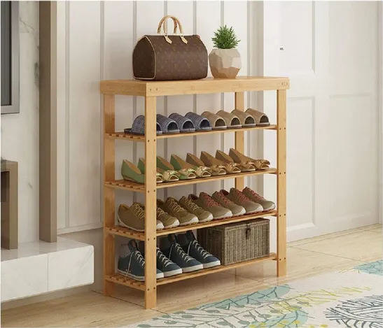 4 Tier Natural Bamboo Customized Size Home Shoe Shelf Rack