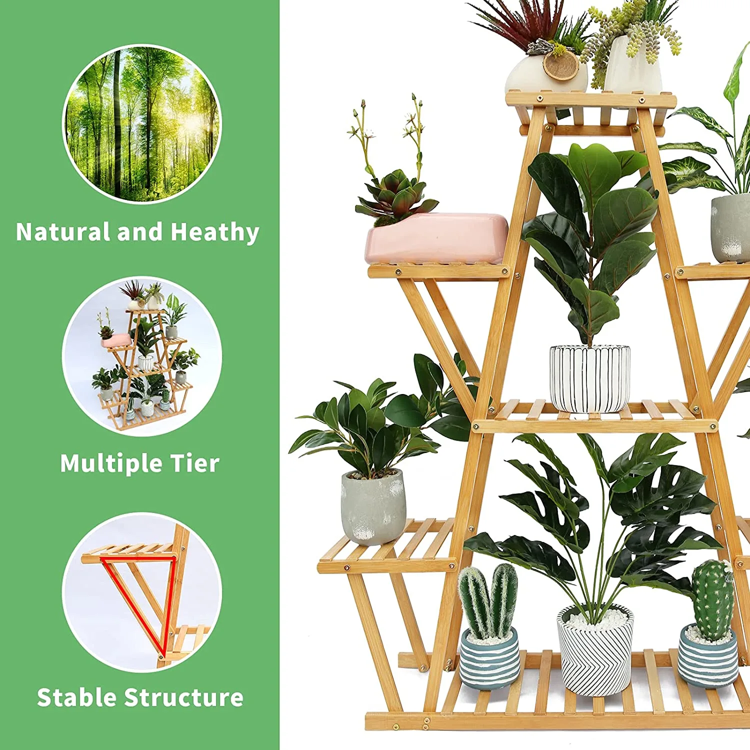 Multilayer Display Stylish Modern Indoor Eco-friendly Bamboo plant stand Shelf Storage Rack