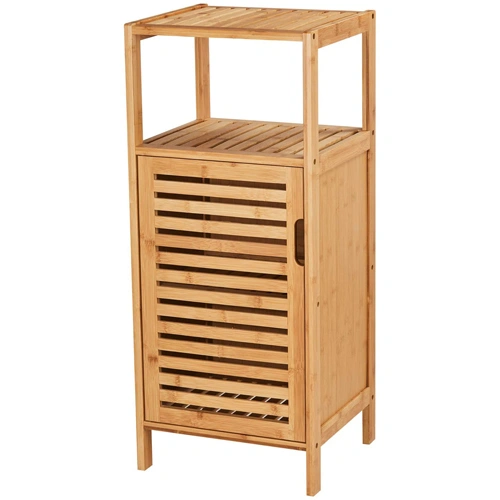 Waterproof 3 tier Bamboo Bedside storage cabinet shelf with door