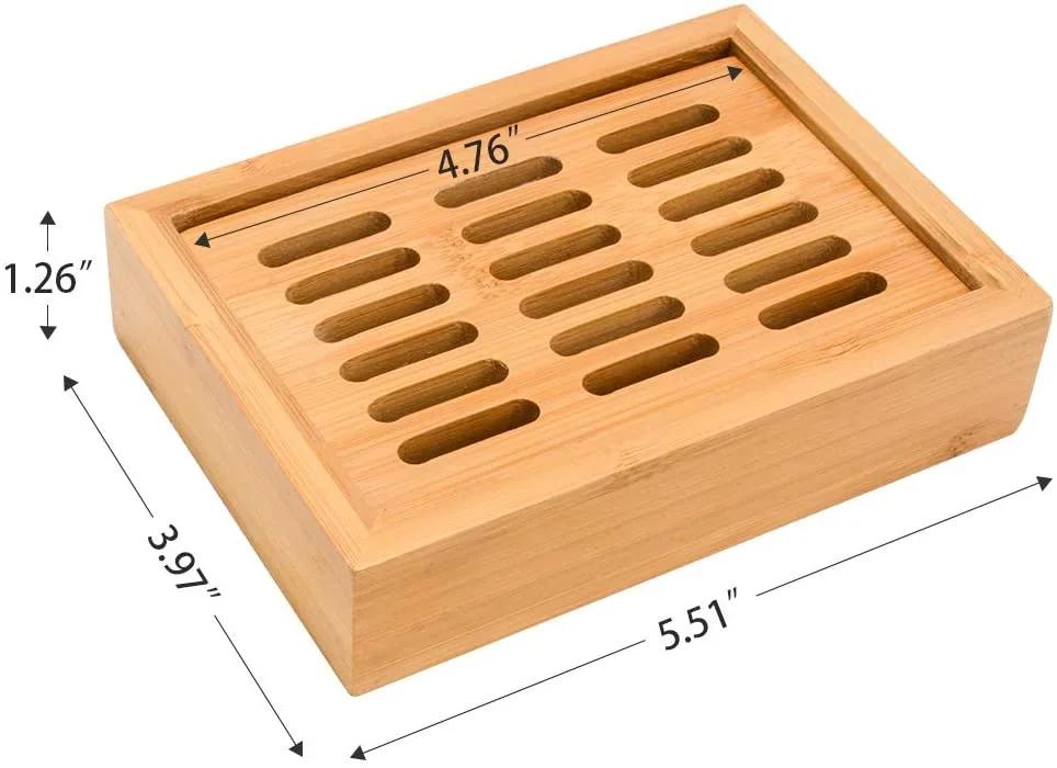 Eco-friendly Double Layer Bamboo Soap Tray Soap Holder for Bathroom