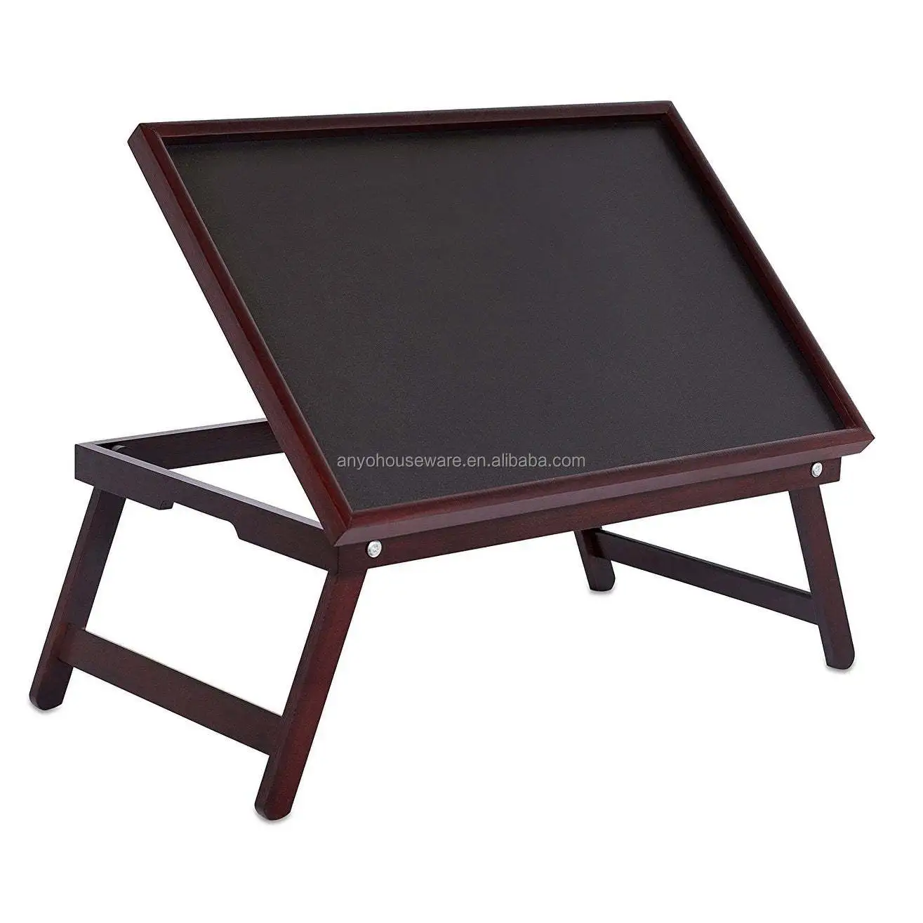 Home Bamboo Walnut Foldable Breakfast Serving Bed Tray Laptop Stand Computer Desk