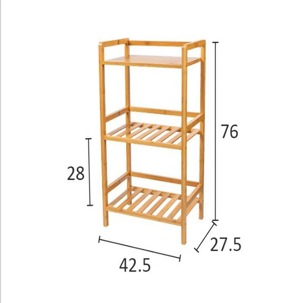 High quality 3 - floor modern bamboo bathroom shelf storage rack
