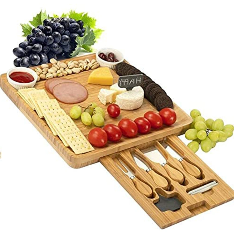 Factory Direct Sales Thick Acacia Wood Cheese Board Small With Cutter