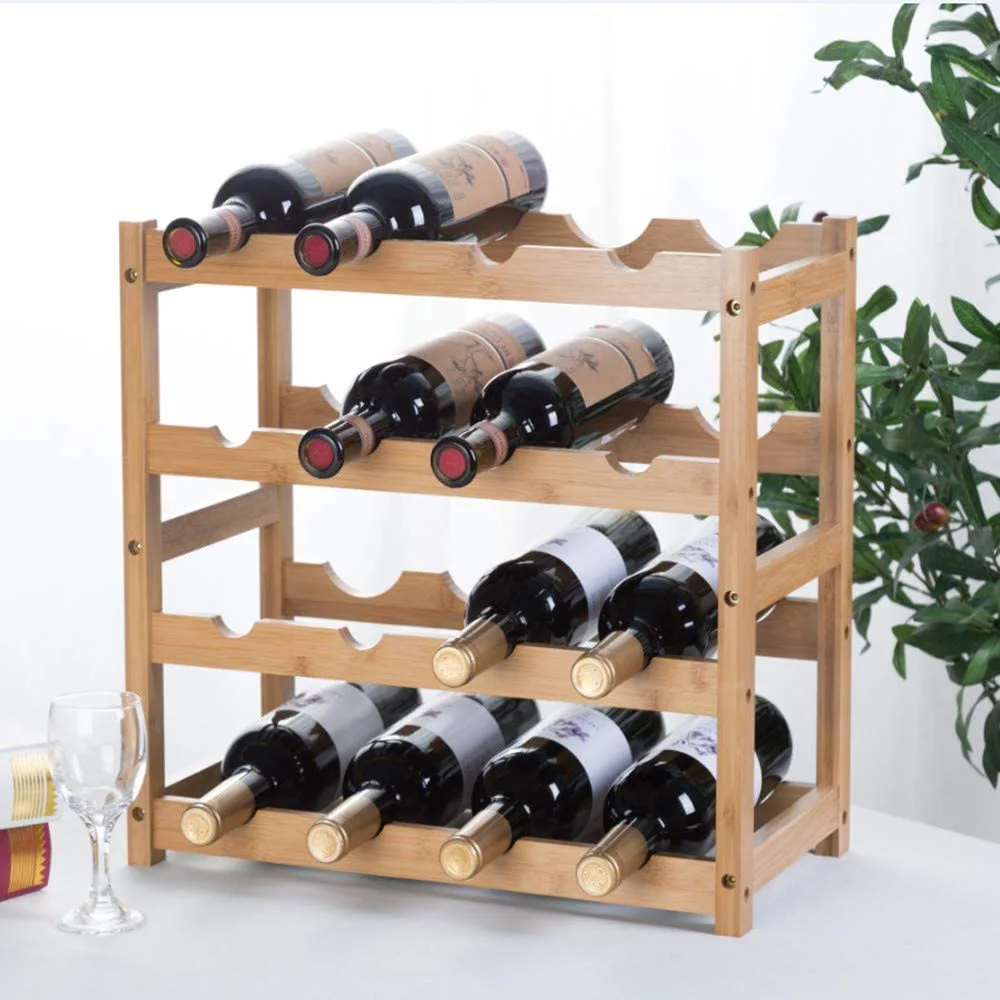 3 Tiers Home Bamboo Bottle Wine Rack