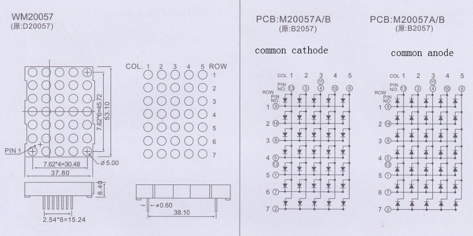 Technical specifications of White LED Dot Matrix Display