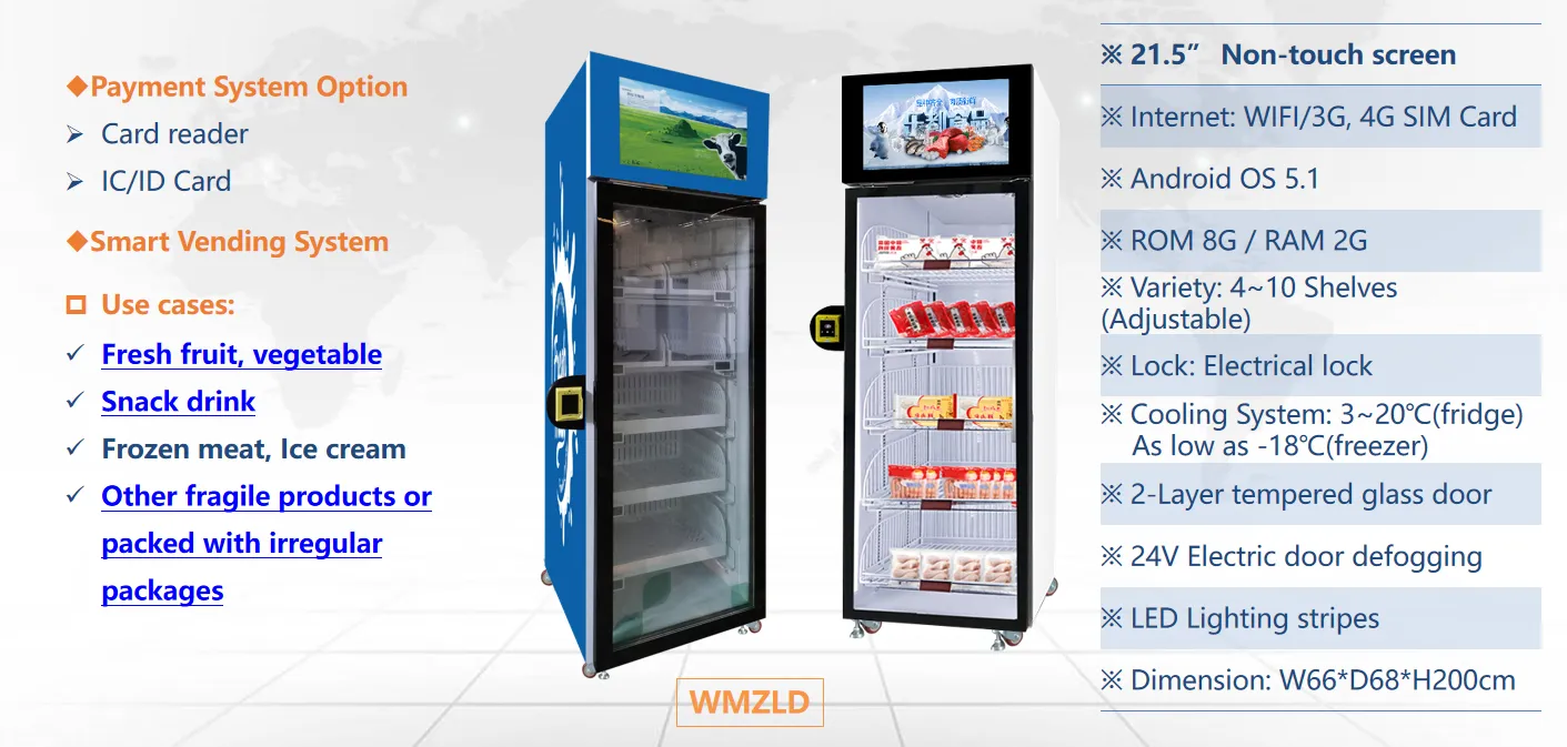 frozen smart fridge vending vegetable vending machine