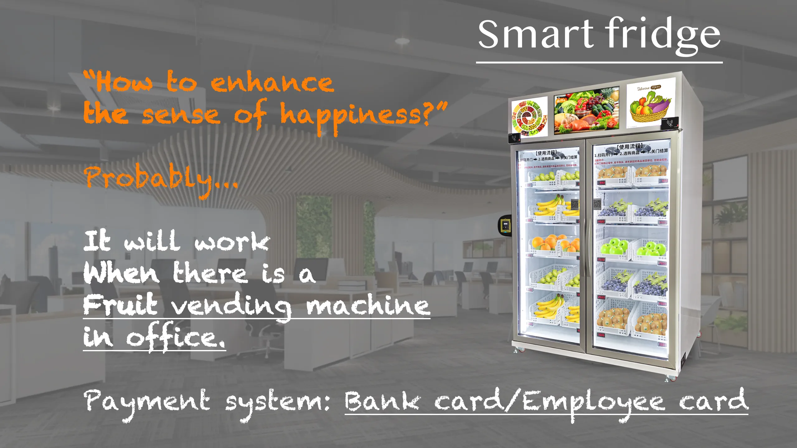 fresh fruit,vegetable,yogurt smart fridge vending machine