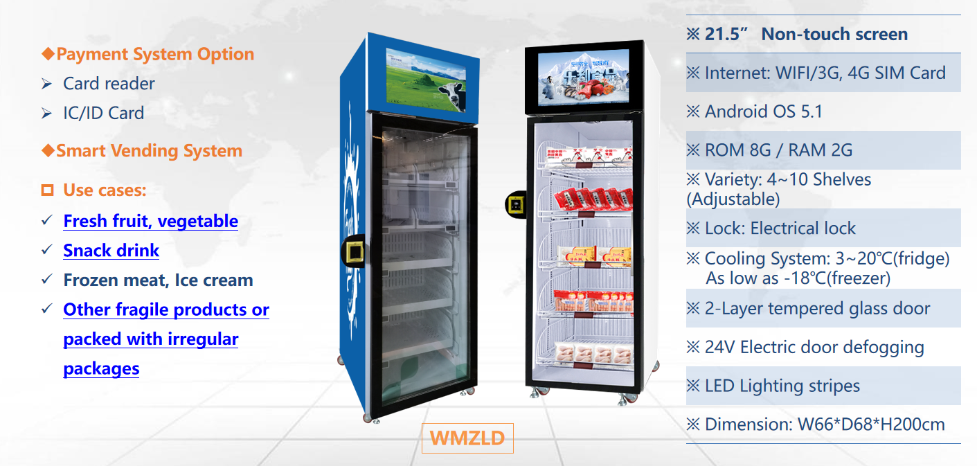 frozen food vending machine smart fridge vending machine