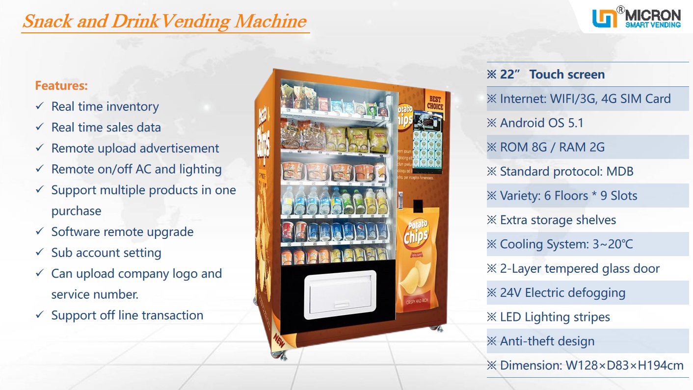 Micron smart candy vending machine with conveyor belt