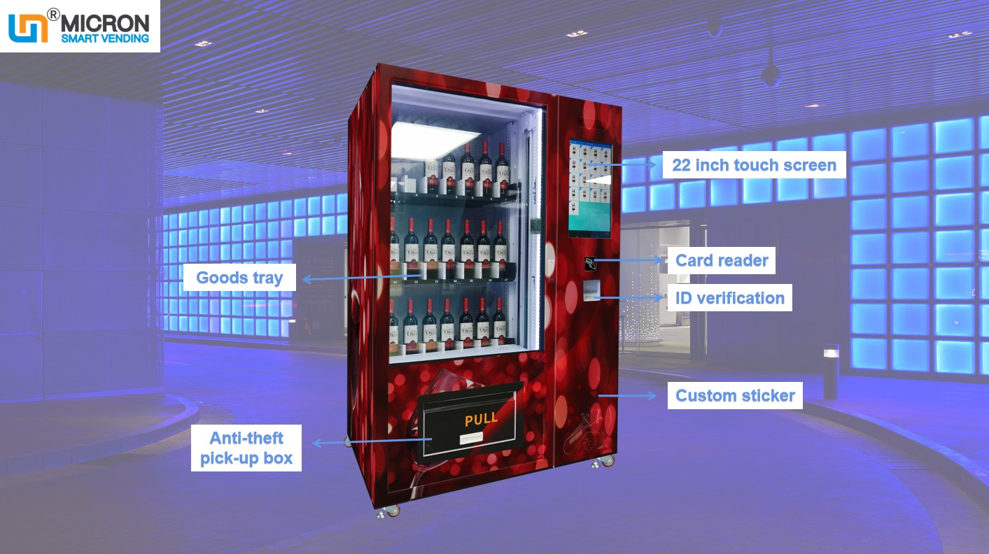 glass bottle alcohol wine vending machine with elevator
