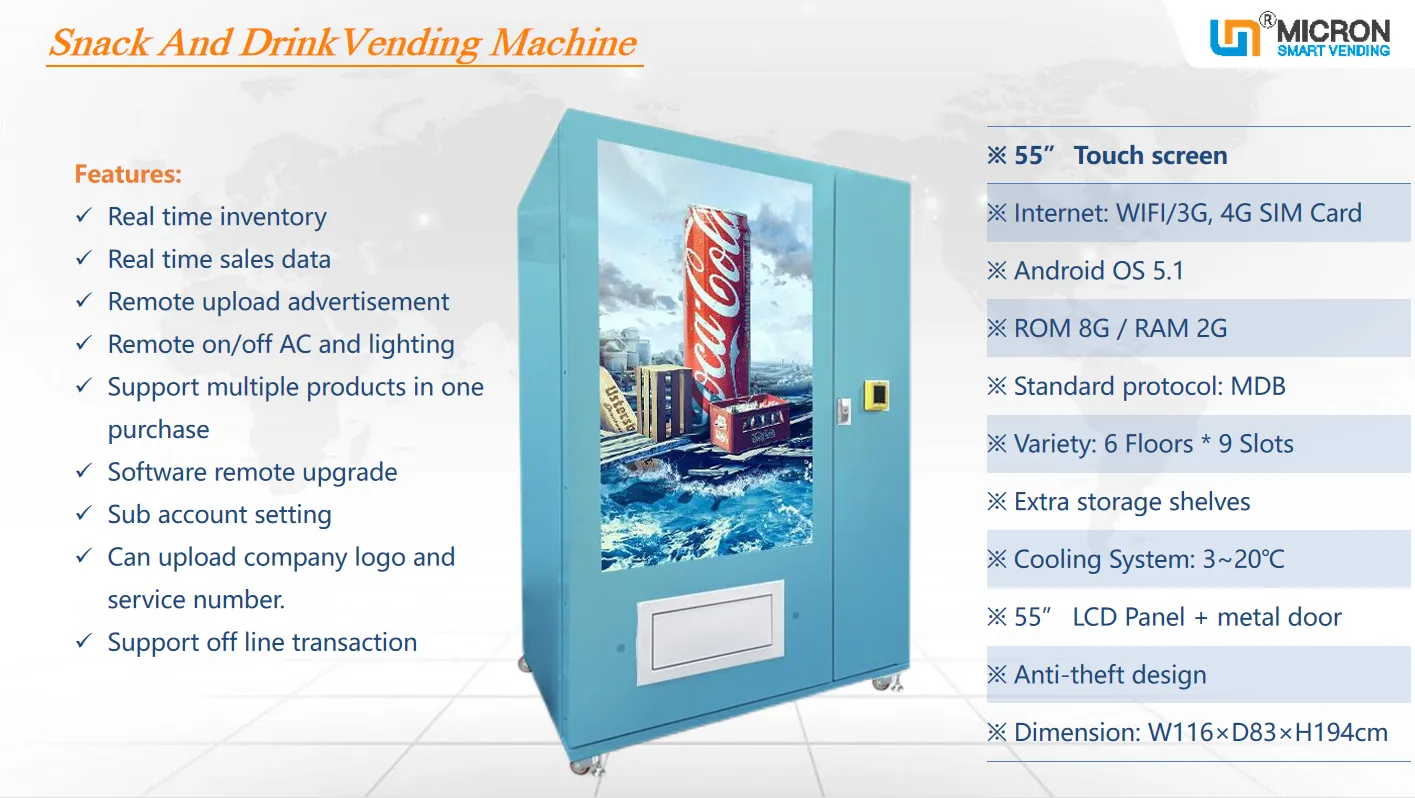 vending machines small snacks with large touch screen