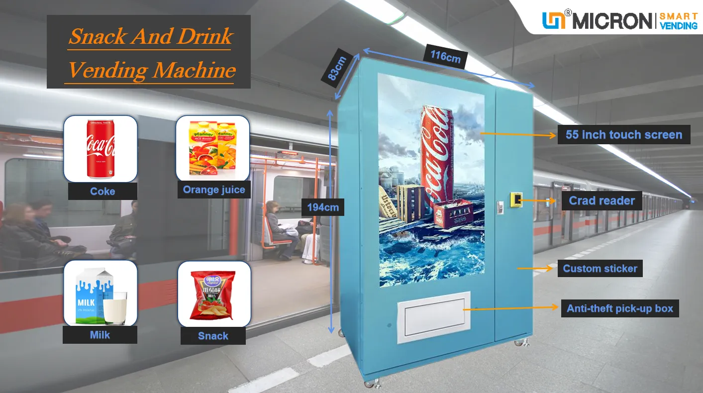 vending machines small snacks with large touch screen