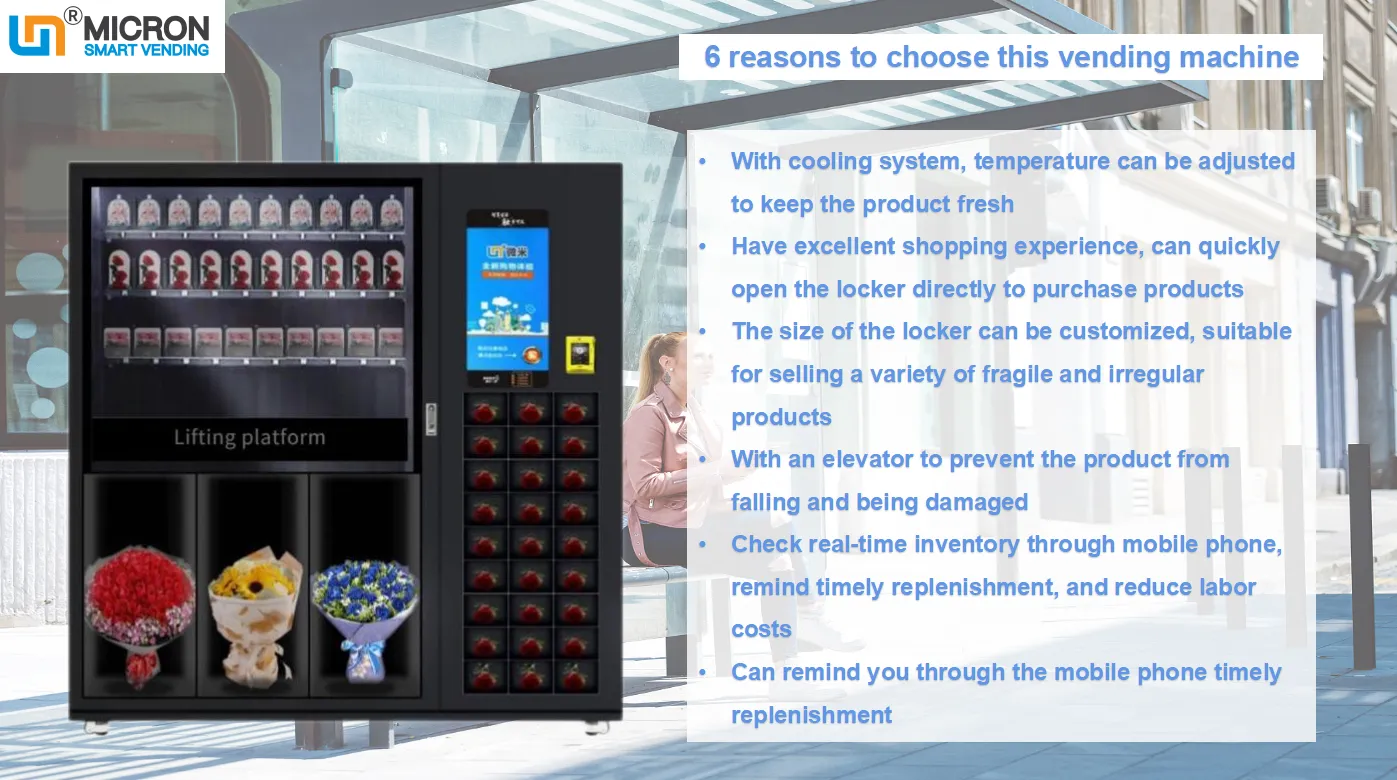cooling locker vending flower vending machine with elevator