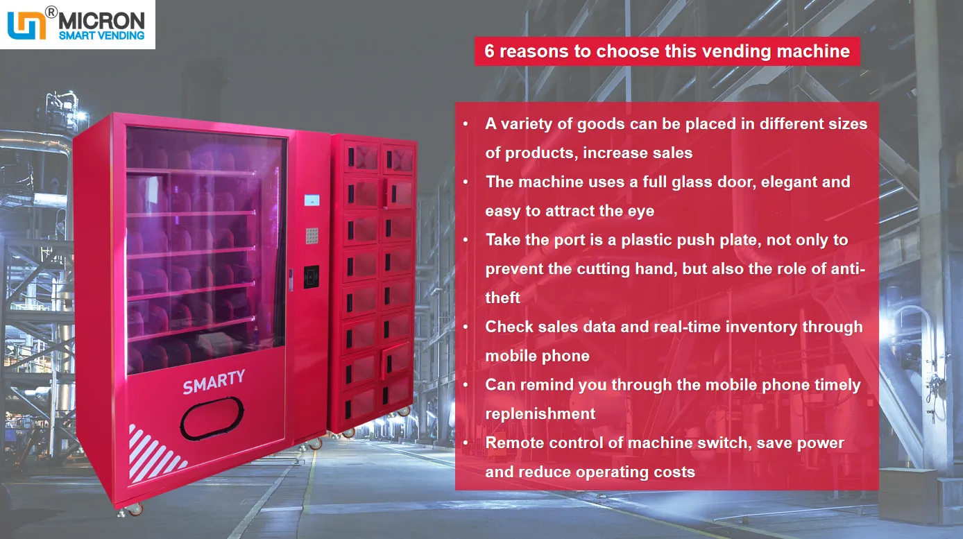 combo vending machines with locker and card reader
