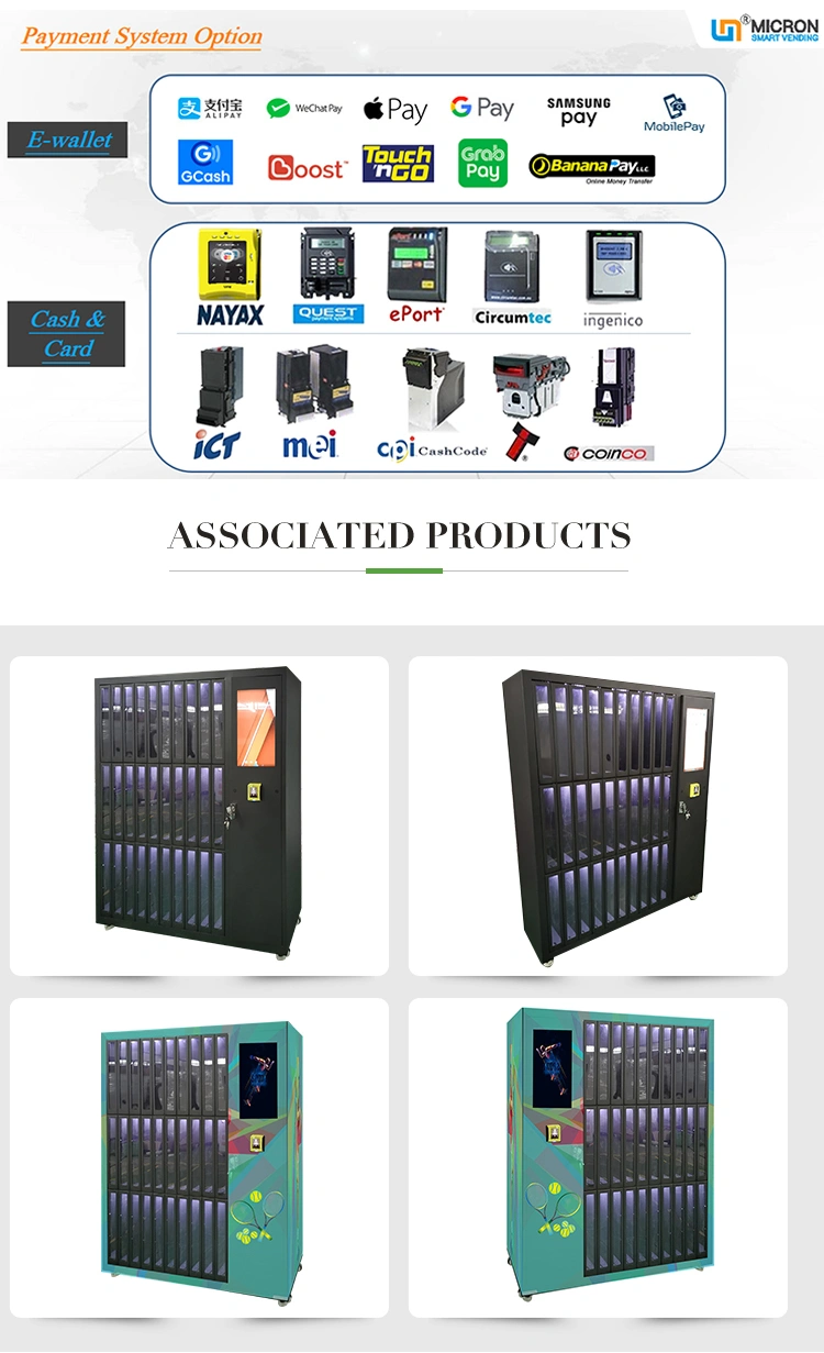 combo vending machines with locker and card reader