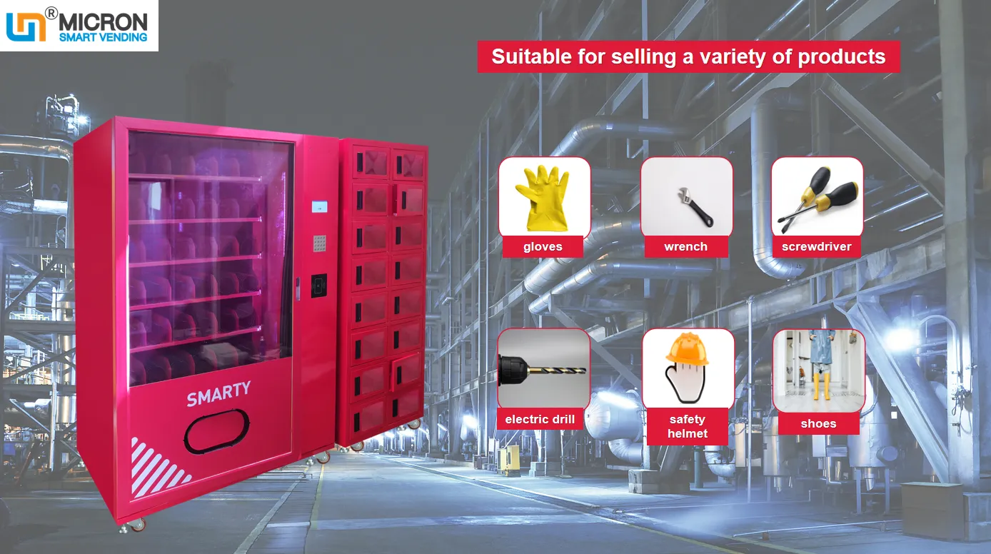 combo vending machines with locker and card reader