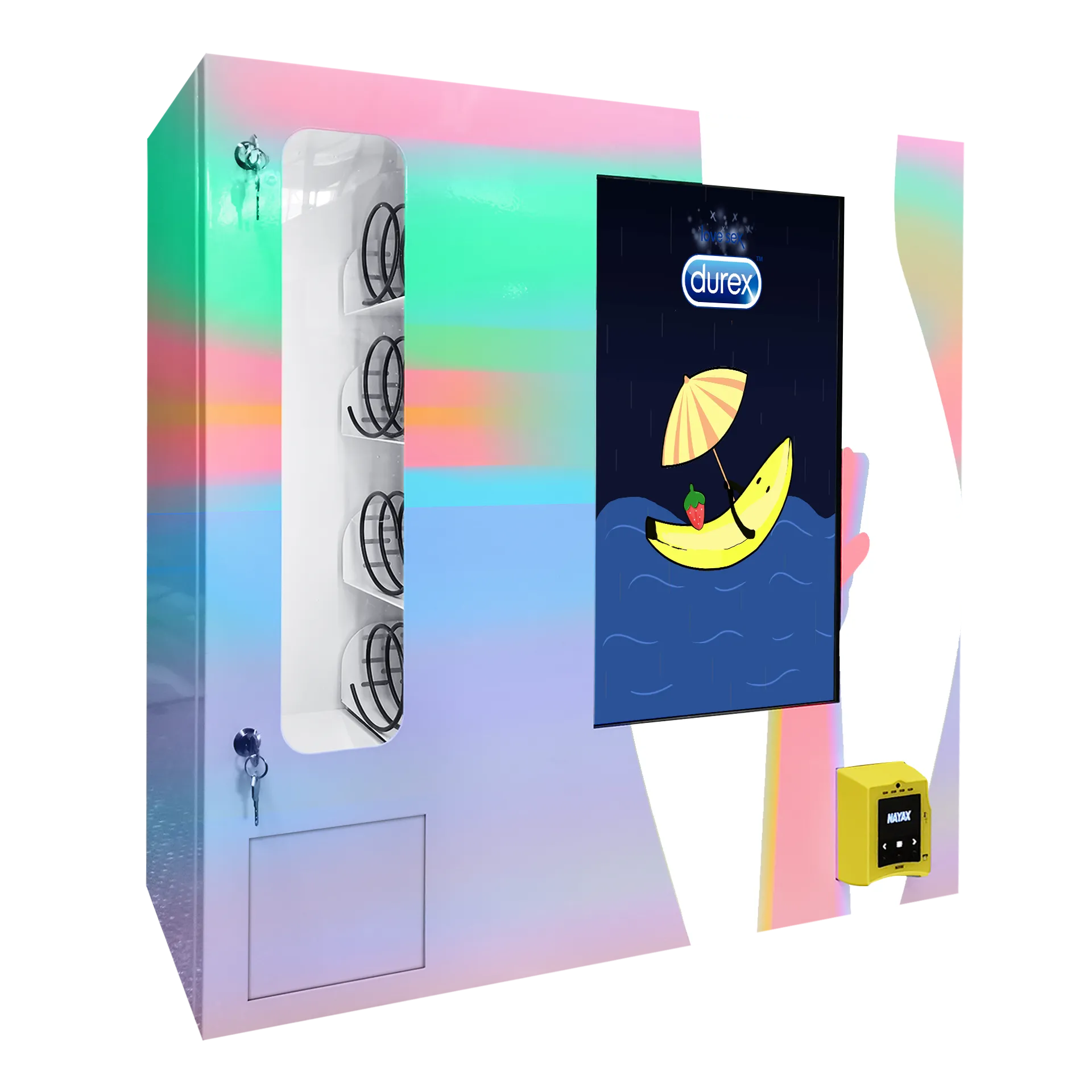 mini durex condom vending machine credit card reader
