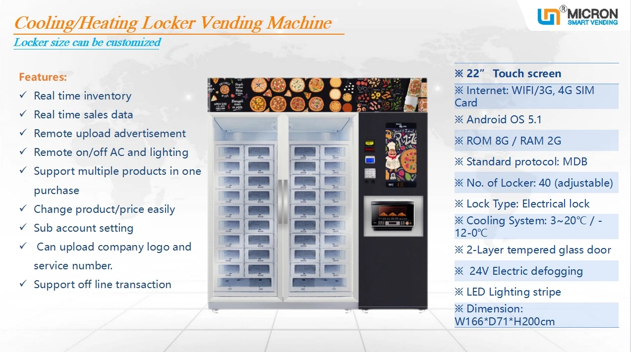 pizza vending machine locker hot food with microwave oven
