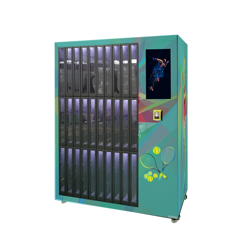 Sports equipment locker vending machine tennis racket