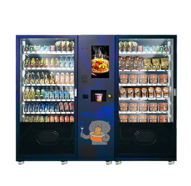 big capacity combo vending machine with hot water sale cupnoodle,milk tea,snack in the factory