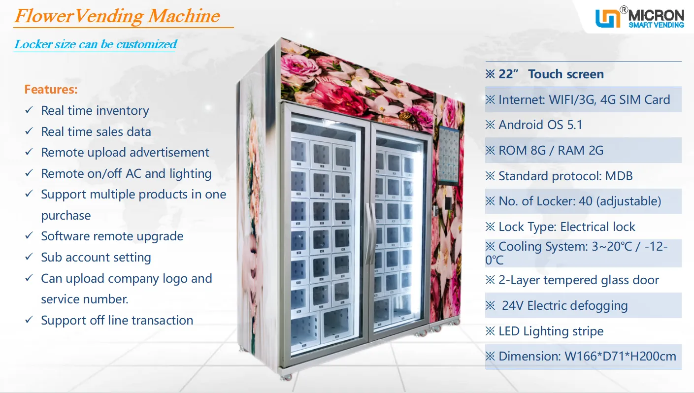 refrigeration intelligent flower vending machine locker