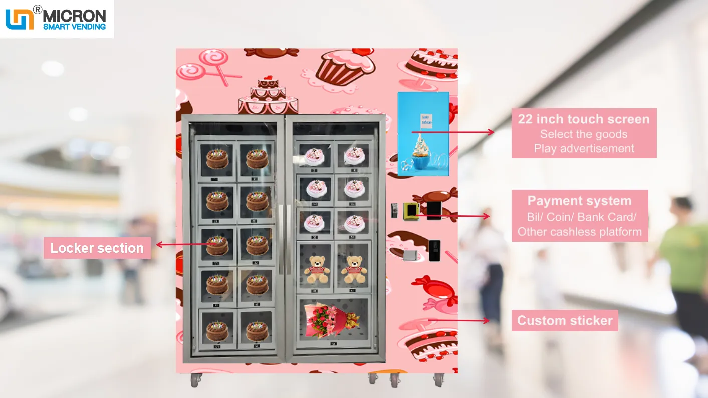 Accept custom cupcake vending machine for sale birthday cake locker vending with cooling system