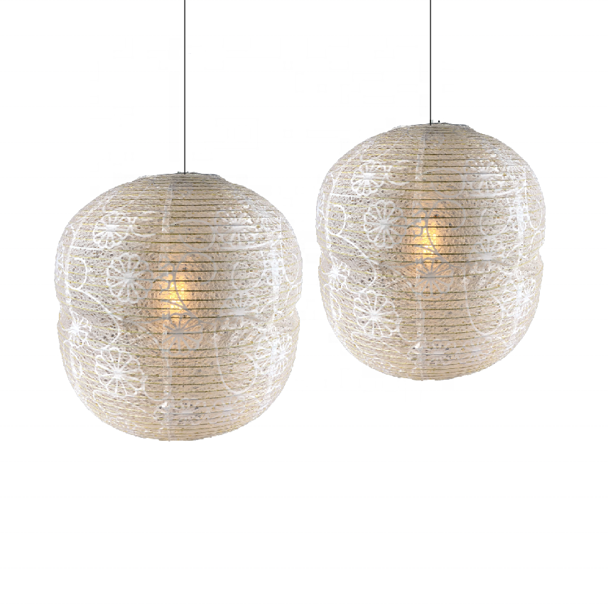 handmade collapsible nice shape hanging lace paper lantern from China