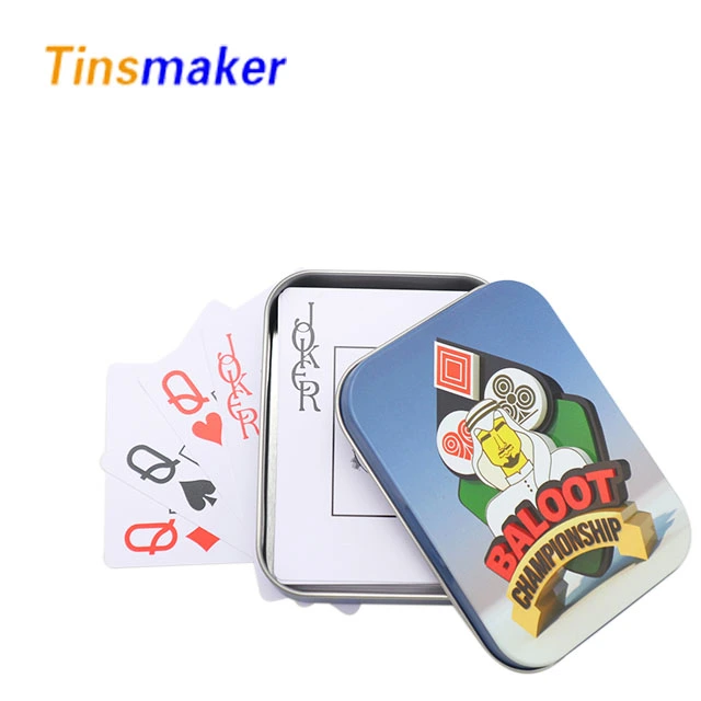 cheap hot sale custom printed gift wholesale tin can rectangular playing card tin case