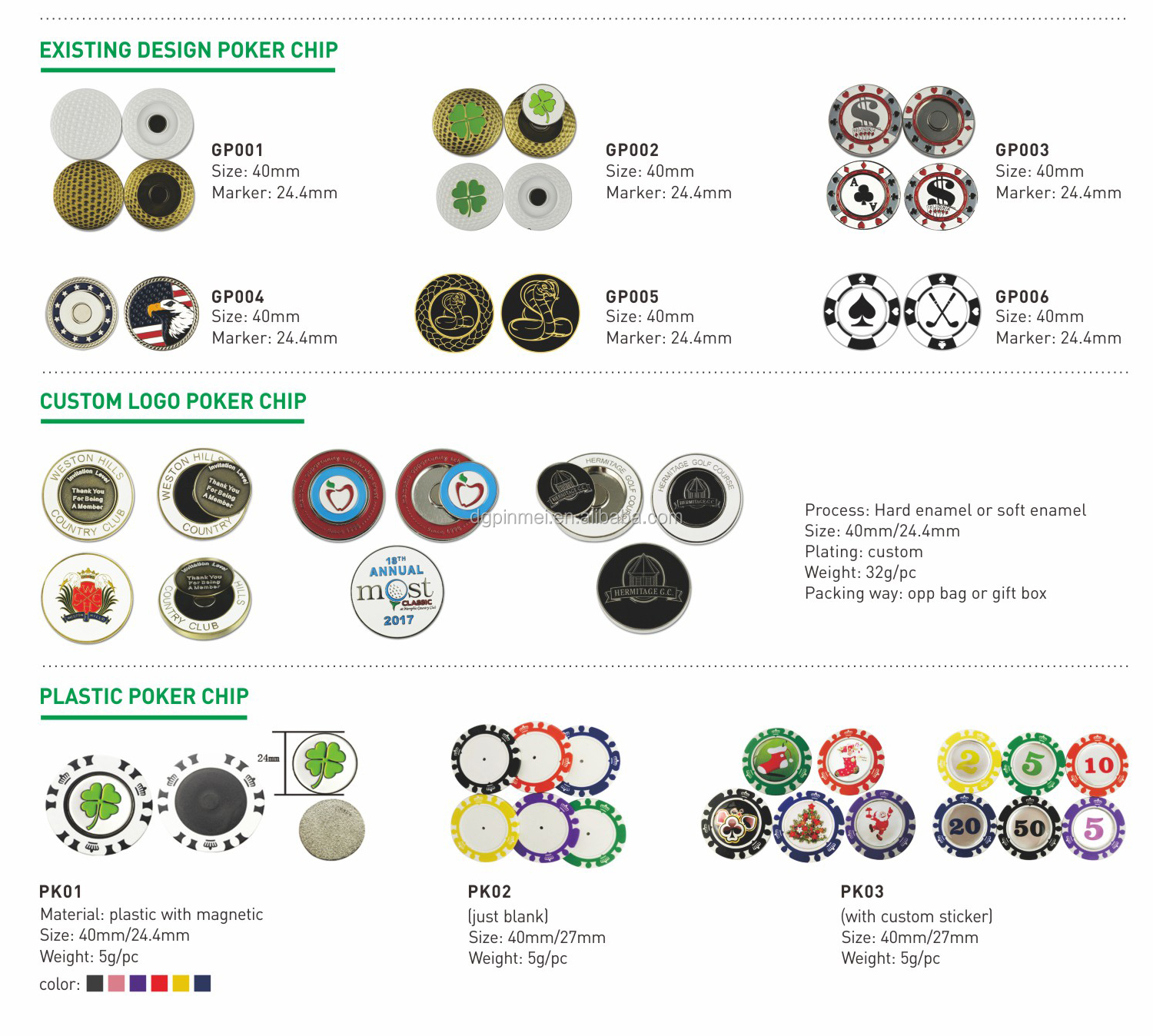 Factory Direct Sale Promotional Golf Gifts Custom Golf Poker Chip with Ball Marker
