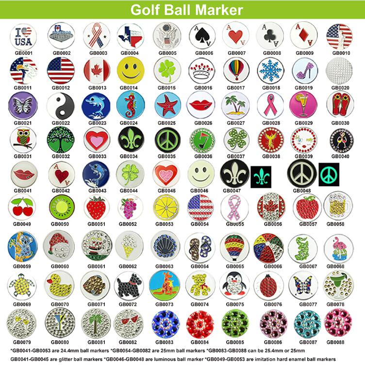 New wholesale bulk crystal golf ball marker /Neck crystal golf ball markers pendant