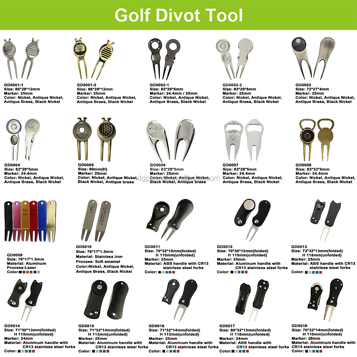 Personalized Promotional gifts golf design divot tools with ball marker including golf club repair tool with clover ball marker