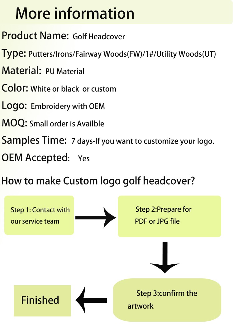 Embroidery Logo Custom Golf Iron Head Cover Golf Head Cover