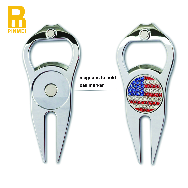 No mold fee bottle opener golf pitchfork golf divot tool