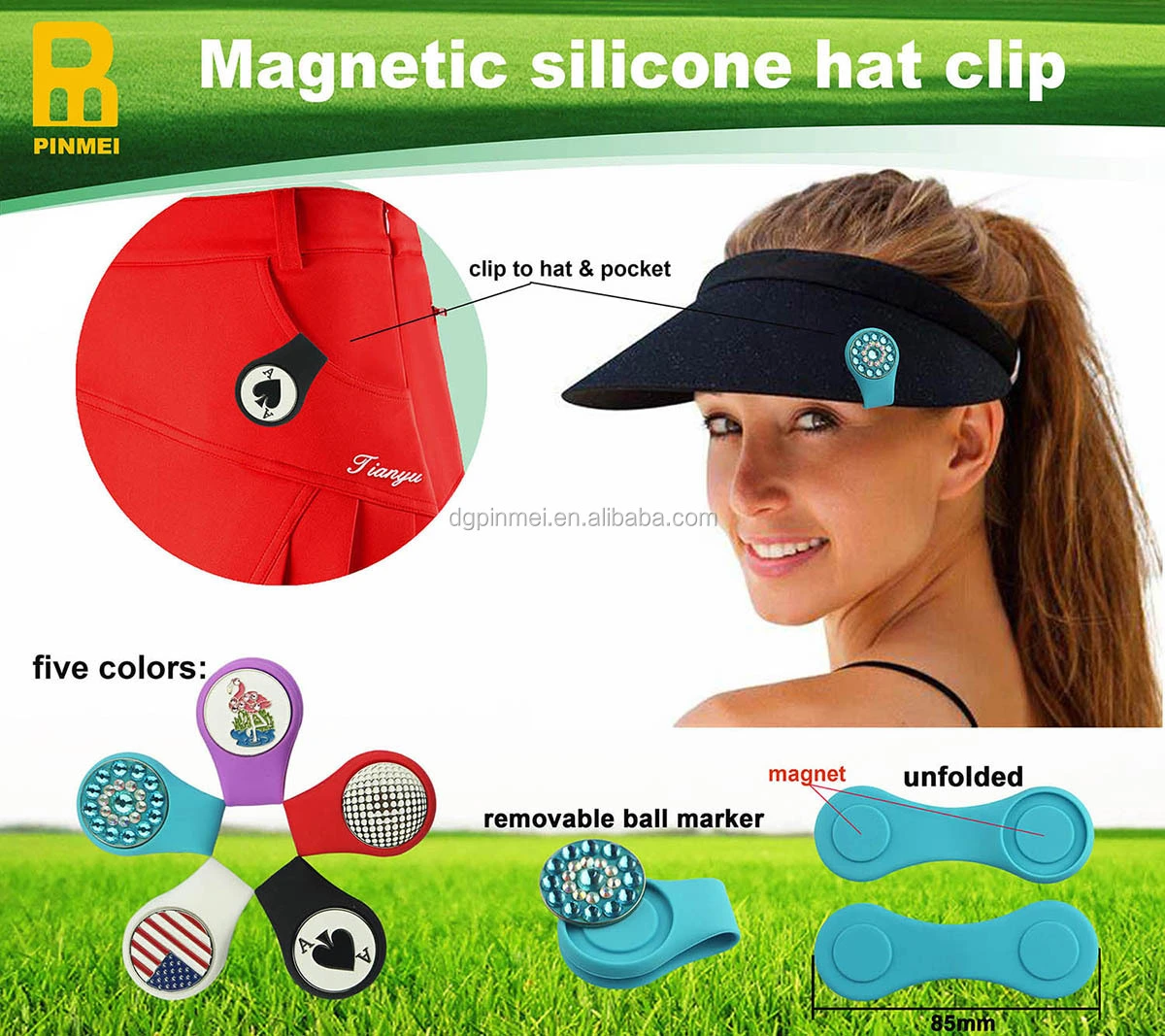 Magnetic Silicone Golf Hat Clip Customized Removable Ball Marker Hat Clips/Cap Clips