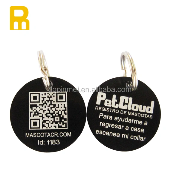 Anodized aluminum dog tag laser engraved QR code pet tag blank dog tag