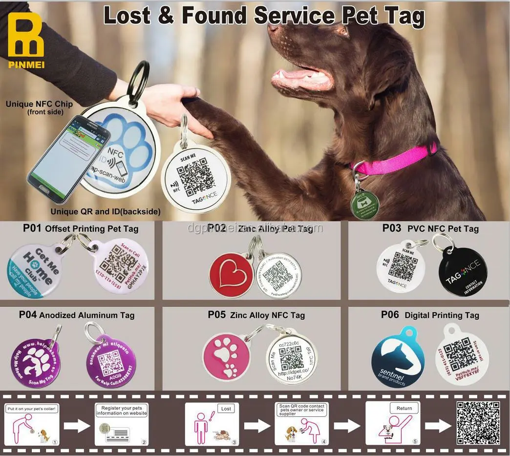 Custom Logo Pet Tag Rfid NFC Finds Pet Dog Tag Collar Anti-Lost Pet Epoxy Tag
